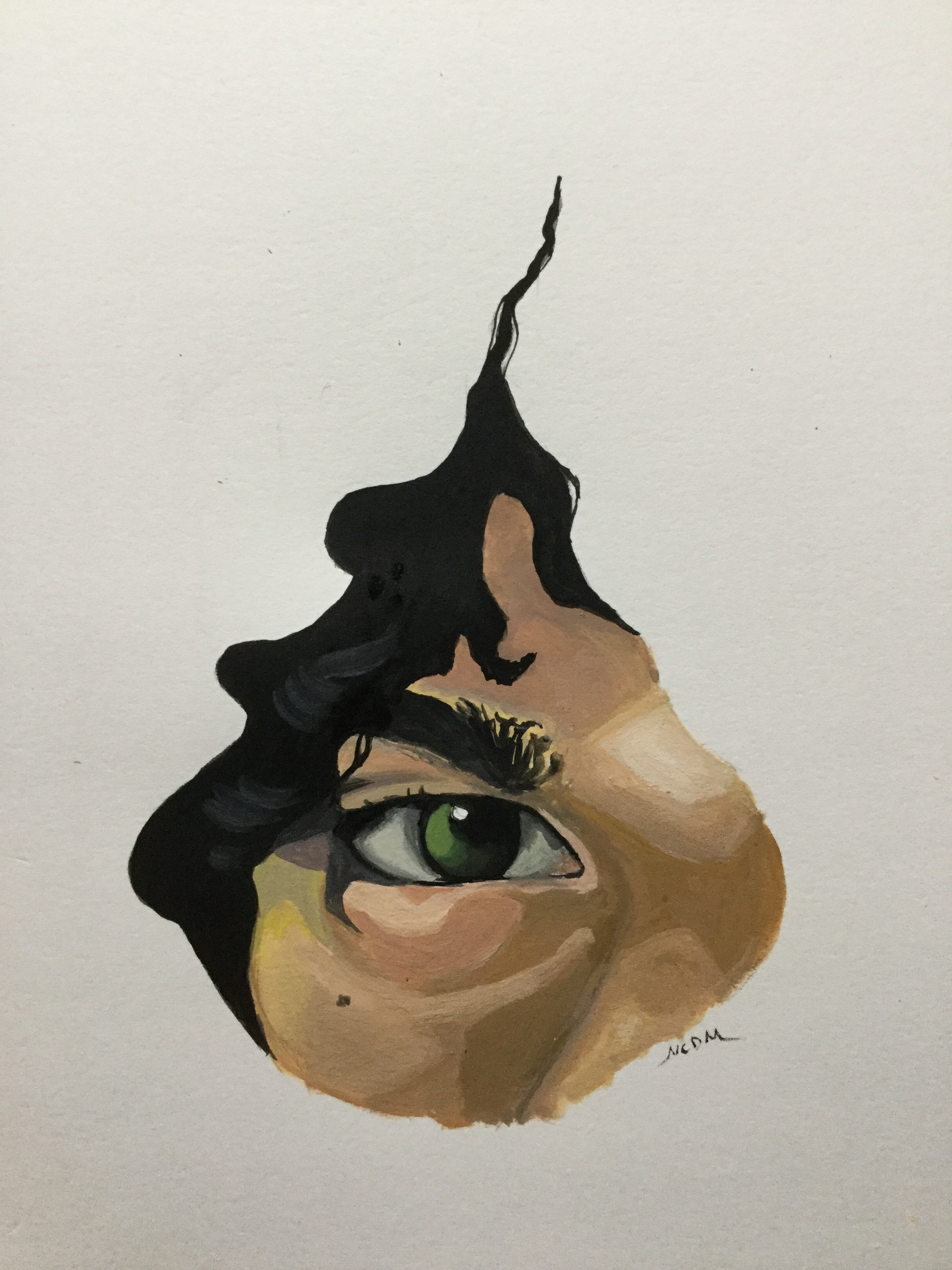 Gouache painting of an eye looking at you.